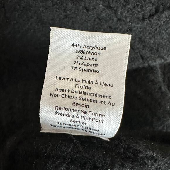 Talbots Pointelle Round Yoke Sweater WMNS XS Ribbed Soft Knit Wool Blend Black - Picture 7 of 7